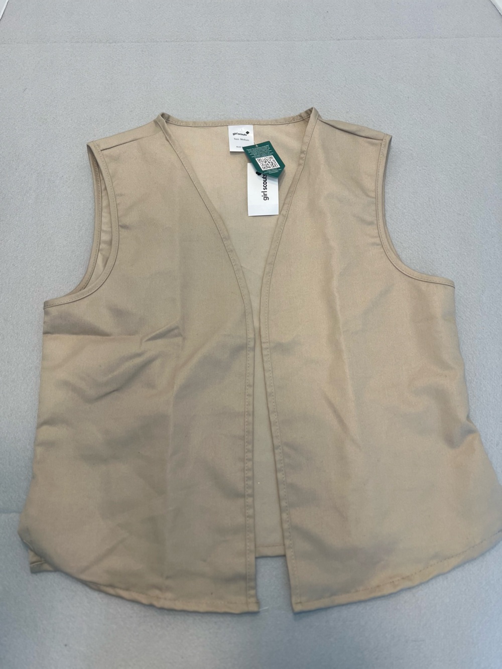 Girl Scouts Of America USA Uniform Vest Teen Tan Size Teen Medium NWT No Patches